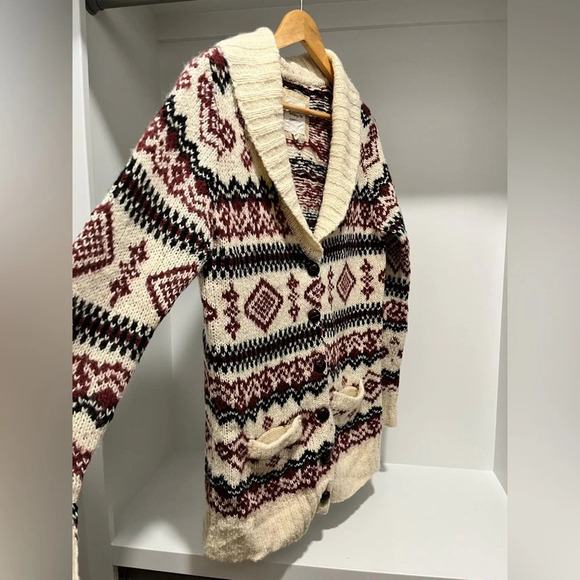 Heritage 1981 wool blend Knit cardigan Sweater with wooden buttons and pockets L - Picture 3 of 9